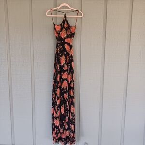 Reformation Floral Halter Neck Maxi Dress SZ 4 Women Feminine Open Back Viscose